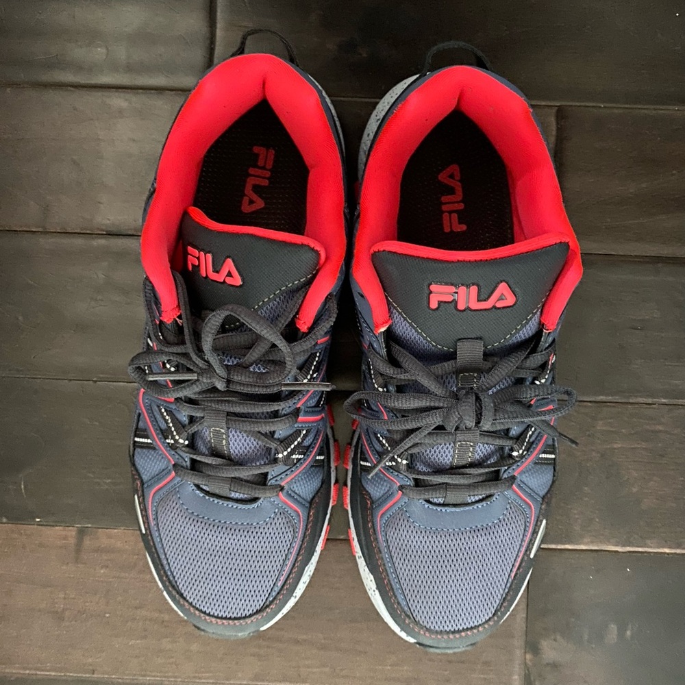 Fila Slate Blue and Neon Coral Sneakers